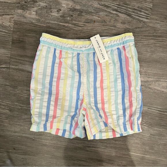 Janie & Jack Set of Two Boys Swim Trunks Stripes Bright Pastel Seersucker 8 - 10 - Picture 11 of 12